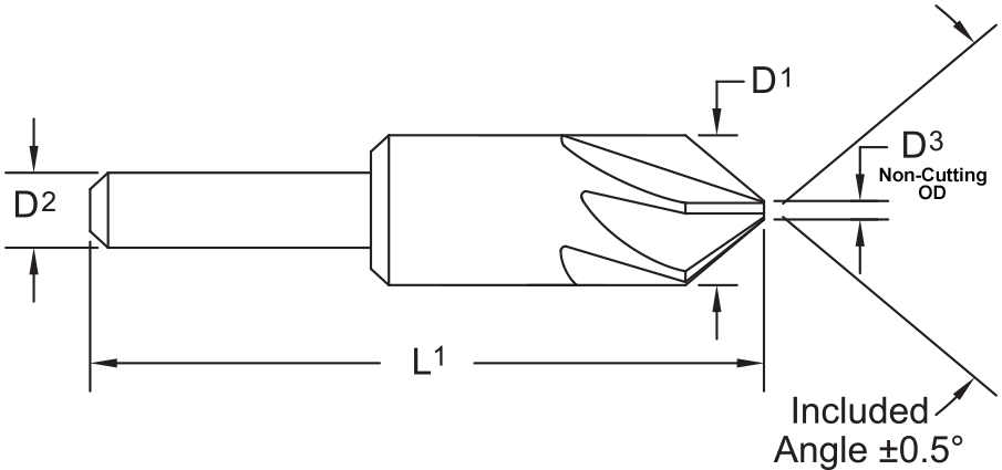 M.A 1//4 Dia Ford 61025003 90/° HSS Unfluted Countersink 61061