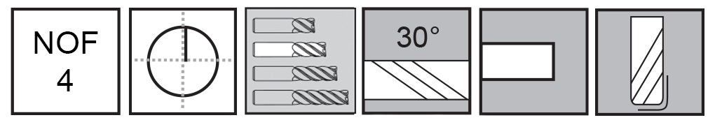 M.A.Ford®                                          TuffCut® GP 4 Flute End Mill                                                                         1x1-1/2x4x.030R                                                                                      attributes