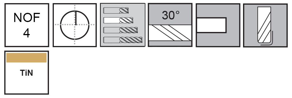 M.A.Ford®                                          TuffCut® GP 4 Flute End Mill                                                                         1/8x3/8x1-1/2x.020R TiN                                                                              attributes