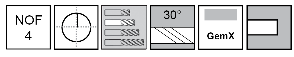 M.A.Ford®                                          TuffCut® GX 4 Flute End Mill                                                                         1/2x1x3x1/2shk GemX                                                                                  attributes