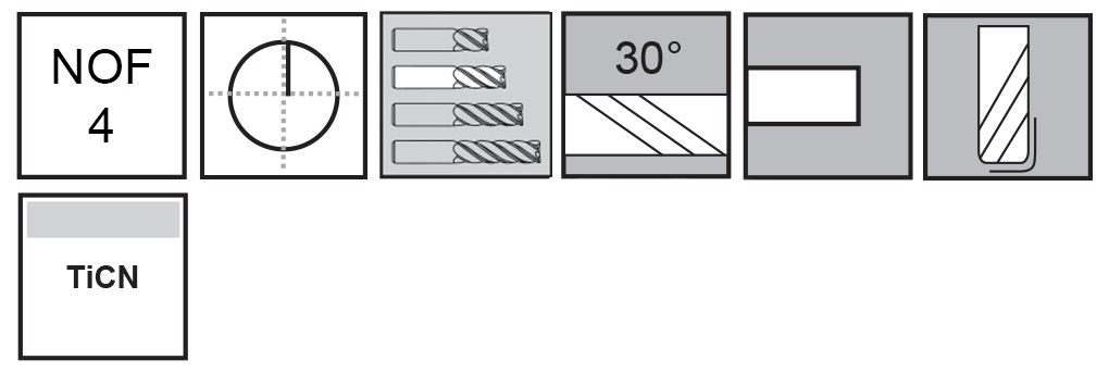 M.A.Ford®                                          TuffCut® GP 4 Flute End Mill                                                                         16mmx30x89x1.00R TiCN                                                                                attributes