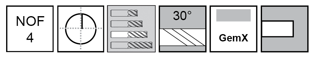 M.A.Ford®                                          TuffCut® GX 4 Flute End Mill                                                                         1/4x1x2-1/2x1/4shk GemX                                                                              attributes