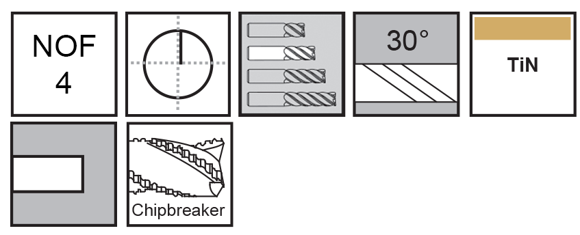 M.A.Ford®                                          TuffCut® GP 4 Flute End Mill Chipbreaker                                                             5/32x1/2x2 TiN                                                                                       attributes