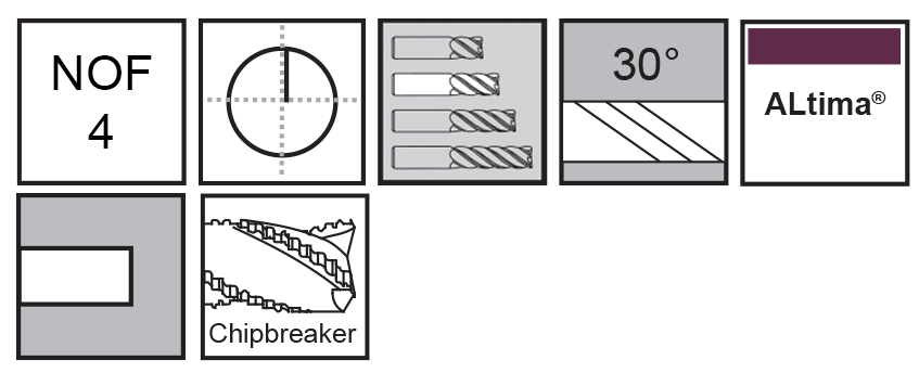 M.A.Ford®                                          TuffCut® GP 4 Flute End Mill Chipbreaker                                                             4mmx14x51 ALtima®                                                                                    attributes