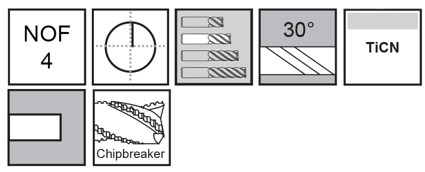 M.A.Ford®                                          TuffCut® GP 4 Flute End Mill Chipbreaker                                                             3/4x1-1/2x4 TiCN                                                                                     attributes