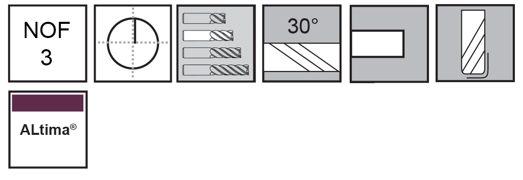 M.A.Ford®                                          TuffCut® GP 3 Flute End Mill                                                                         5/64x3/16x1-1/2x.005R ALtima®                                                                        attributes