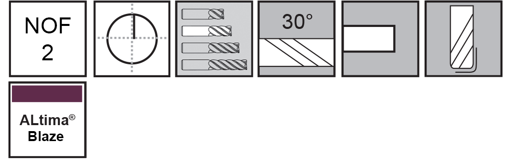 M.A.Ford®                                          TuffCut® GP 2 Flute End Mill                                                                         3/16x5/8x2x.060R ALtima® Blaze                                                                       attributes