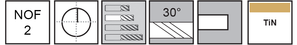 M.A.Ford®                                          TuffCut® GP 2 Flute End Mill                                                                         9/32x3/4x2-1/2 TiN                                                                                   attributes