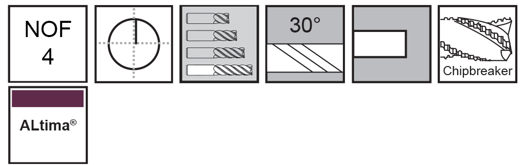 M.A.Ford®                                          TuffCut® GP 4 Flute End Mill Chipbreaker Long                                                        3/4x3x5-1/4 ALtima®                                                                                  attributes