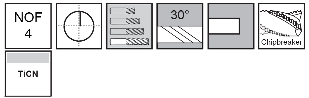 M.A.Ford®                                          TuffCut® GP 4 Flute End Mill Chipbreaker Long                                                        3/4x3x5-1/4 TiCN                                                                                     attributes