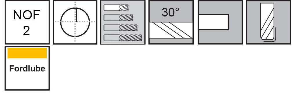 M.A.Ford®                                          TuffCut® AL 2 Flute End Mill                                                                         4.0mmx4.8x51x4.0 Shk0.20R Fordlube                                                                   attributes