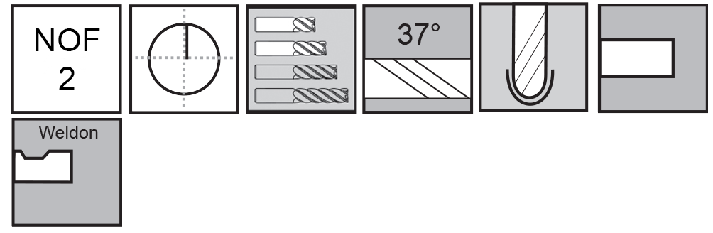 M.A.Ford®                                          TuffCut® AL 2 Flute Ball Nose End Mill                                                               1x2-1/4x5x1 Shk                                                                                      attributes