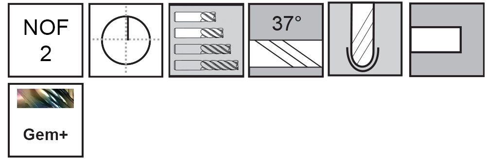 M.A. Ford®                                         TuffCut® AL 2 Flute Ball Nose End Mill                                                               1/4x3/4x2-1/2 Gem Plus                                                                               attributes