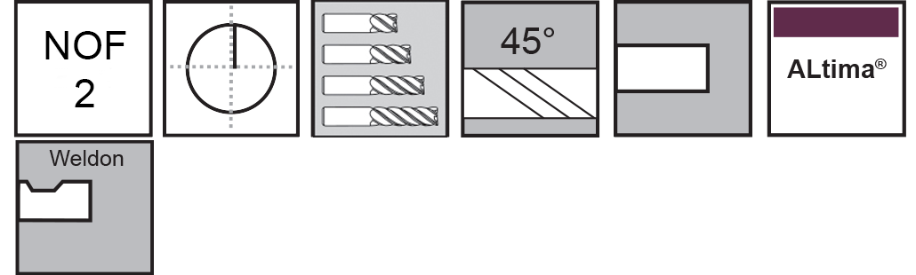 M.A.Ford®                                          TuffCut® AL 2 Flute End Mill Finisher                                                                3/8x1x2-1/2 ALtima® Weldon                                                                           attributes