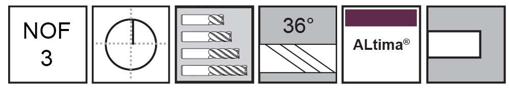 M.A.Ford®                                          TuffCut® X-AL 3 Flute End Mill Finisher                                                              3mmx8 x52 ALtima®                                                                                    attributes