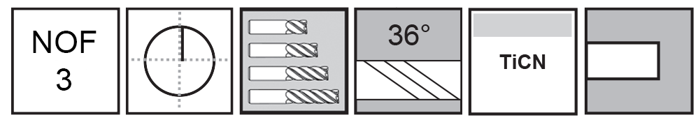 M.A.Ford®                                          TuffCut® X-AL 3 Flute End Mill Finisher                                                              1/8x5/8x1-1/2x1/8 Shk TiCN                                                                           attributes