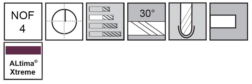 M.A.Ford®                                          TuffCut® GP 4 Flute Ball End Mill                                                                    1.5mmx6x38 ALtima® Xtreme                                                                            attributes