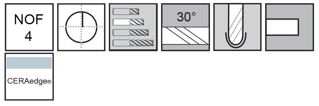 M.A.Ford®                                          TuffCut® GP 4 Flute Ball Nose End Mill                                                               4mmx14x51 CERAedge®                                                                                  attributes