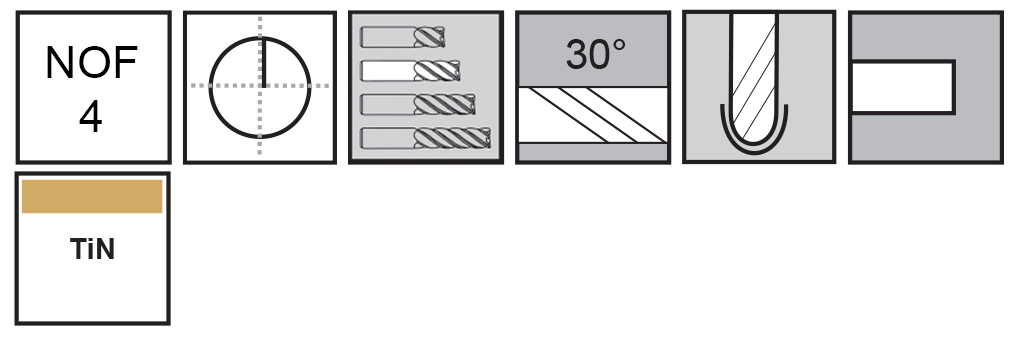 M.A.Ford®                                          TuffCut® GP 4 Flute Ball Nose End Mill                                                               7/32x5/8x2-1/2 TiN                                                                                   attributes