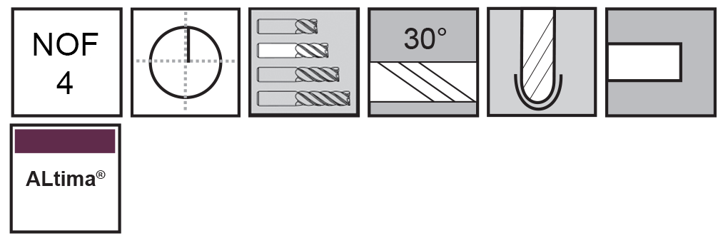 M.A.Ford®                                          TuffCut® GP 4 Flute Ball Nose End Mill                                                               25mmx40x102 ALtima®                                                                                  attributes