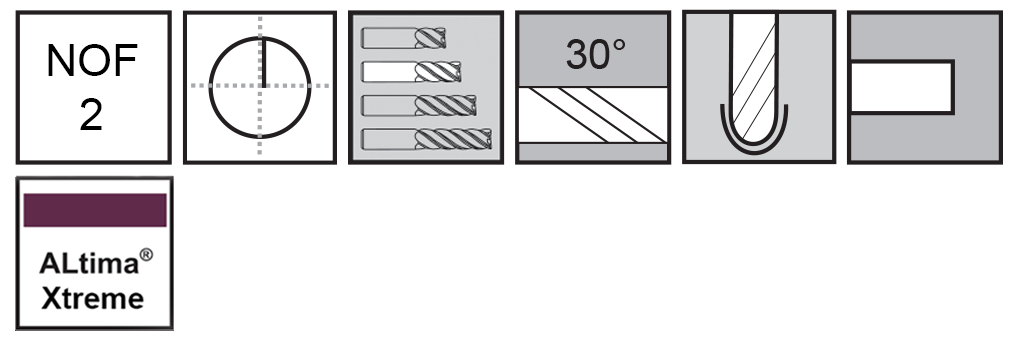 M.A.Ford®                                          TuffCut® GP 2 Flute Ball Nose End Mill                                                               1mmx3x38 ALtima® Xtreme                                                                              attributes