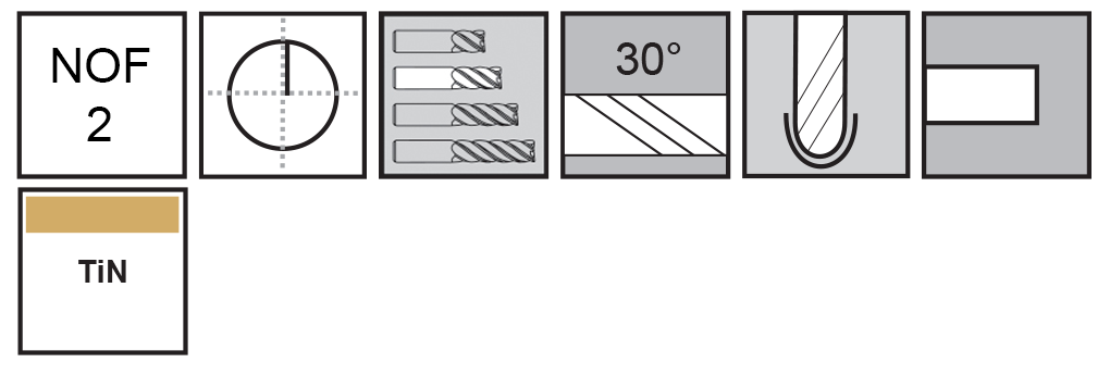 M.A.Ford®                                          TuffCut® GP 2 Flute Ball Nose End Mill                                                               5/16x13/16x2-1/2 TiN                                                                                 attributes