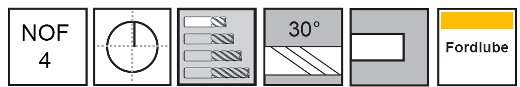 M.A.Ford®                                          TuffCut® GP 4 Flute End Mill Stub                                                                    6mmx13x51 Fordlube                                                                                   attributes