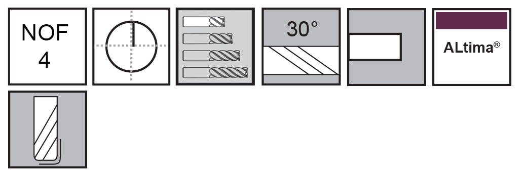 M.A.Ford®                                          TuffCut® GP 4 Flute End Mill Stub                                                                    1/4x1/2x2 .050R ALtima®                                                                              attributes