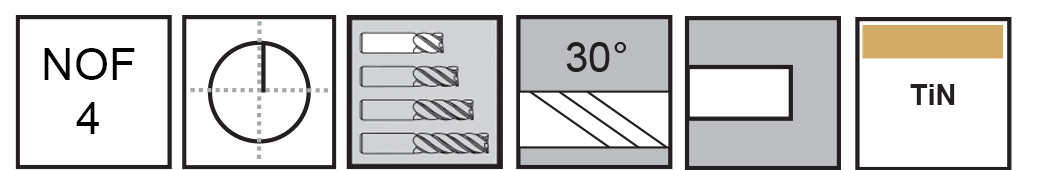 M.A.Ford®                                          TuffCut® GP 4 Flute End Mill Stub                                                                    5/16x1/2x2 TiN                                                                                       attributes