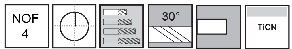 M.A.Ford®                                          TuffCut® GP 4 Flute End Mill Stub                                                                    20mmx25x76 TiCN                                                                                      attributes