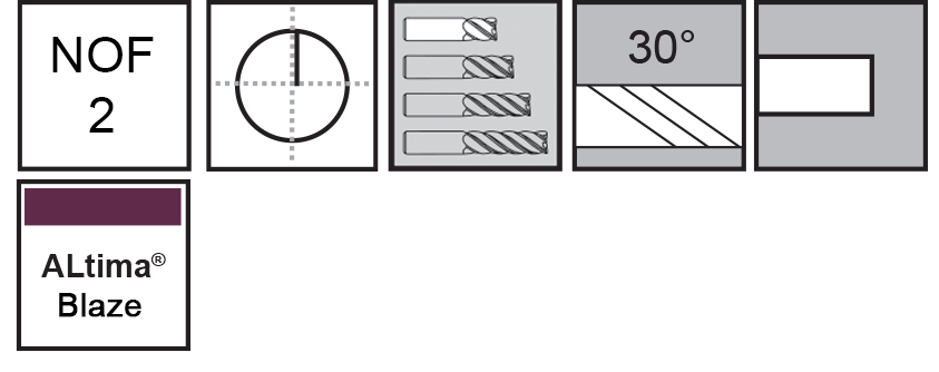 M.A.Ford®                                          TuffCut® GP 2 Flute End Mill Stub                                                                    0.60mmx1.20x38 ALtima® Blaze                                                                         attributes
