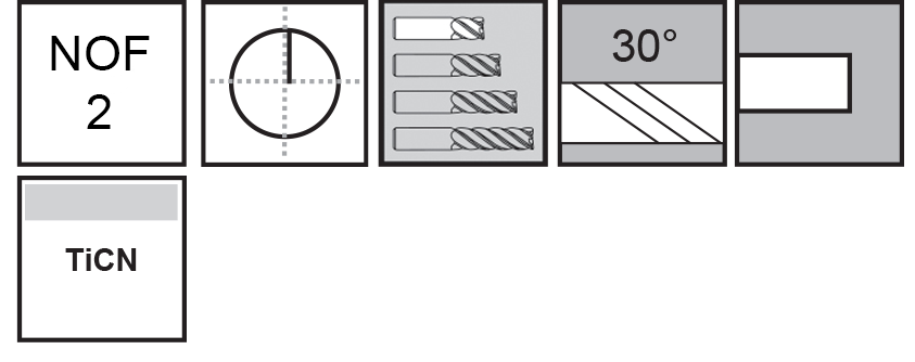 M.A.Ford®                                          TuffCut® GP 2 Flute End Mill Stub                                                                    1/32x1/16x1-1/2 TiCN                                                                                 attributes