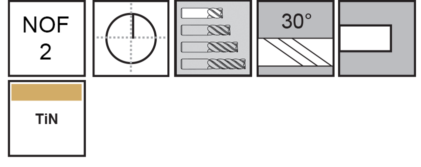 M.A.Ford®                                          TuffCut® GP 2 Flute End Mill Stub                                                                    5/16x1/2x2 TiN                                                                                       attributes