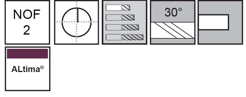 M.A.Ford®                                          TuffCut® GP 2 Flute End Mill Stub                                                                    1/2x5/8x2-1/2 ALtima®                                                                                attributes