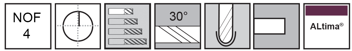 M.A.Ford®                                          TuffCut® GP 4 Flute Ball Nose End Mill Stub                                                          3/64x3/32x1-1/2 ALtima®                                                                              attributes