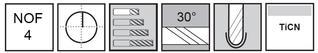 M.A.Ford®                                          TuffCut® GP 4 Flute Ball Nose End Mill Stub                                                          1/8x1/4x1-1/2 TiCN                                                                                   attributes