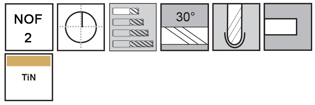 M.A. Ford®                                         TuffCut® GP 2 Flute Ball Nose End Mill Stub                                                          1/8x1/4x1-1/2 TiN                                                                                    attributes