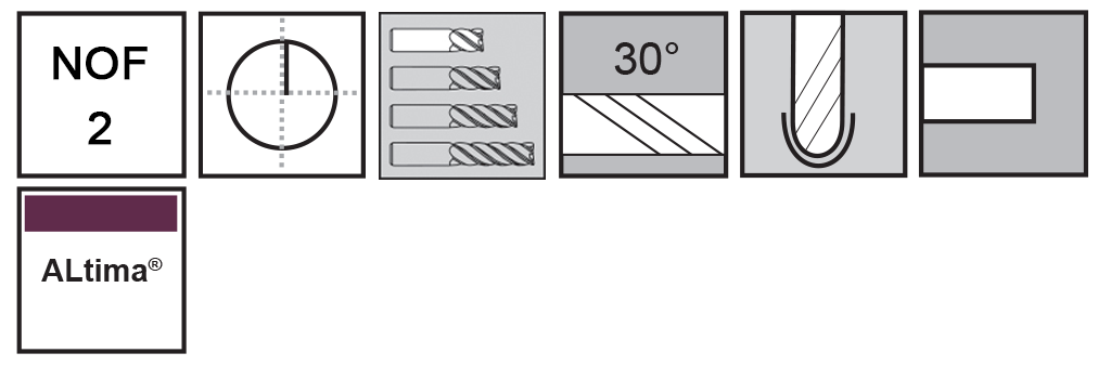 M.A.Ford®                                          TuffCut® GP 2 Flute Ball Nose End Mill Stub                                                          3/8x5/8x2 ALtima®                                                                                    attributes