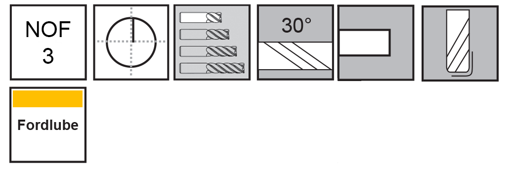 M.A.Ford®                                          TuffCut® GP 3 Flute End Mill Stub                                                                    1/8x1/4x1-1/2x.010R Fordlube                                                                         attributes