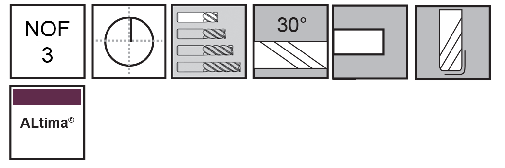 M.A.Ford®                                          TuffCut® GP 3 Flute End Mill Stub                                                                    1/8x1/4x1-1/2x.015R ALtima®                                                                          attributes