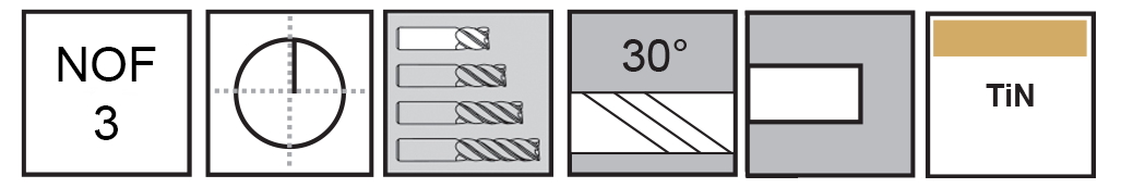 M.A.Ford®                                          TuffCut® GP 3 Flute End Mill Stub                                                                    12mmx16x64 TiN                                                                                       attributes