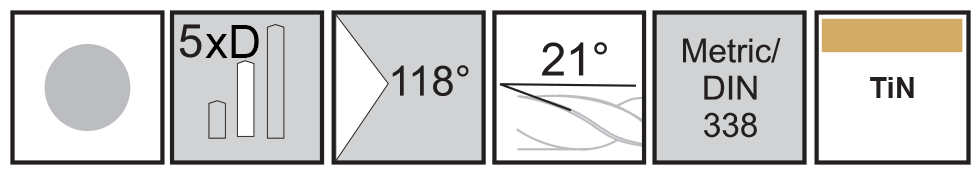 M.A.Ford®                                          Twister® GP 5X Drill                                                                                 9.4mmx81x125 TiN DIN 338                                                                             attributes