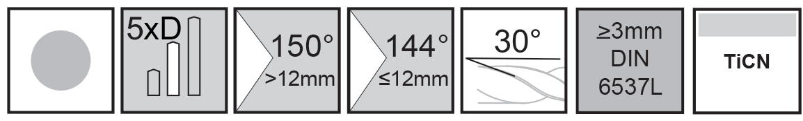 M.A.Ford®                                          Twister® AL  5X 3 Flute Drill                                                                        1/4x2x3-1/4 TiCN                                                                                     attributes