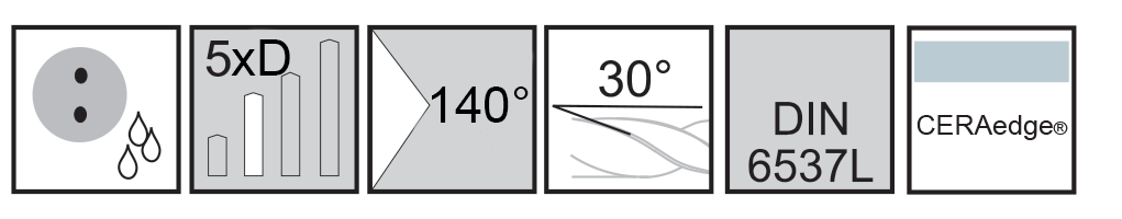 M.A.Ford®                                          Cyclone Drill for Aluminum 5X 2 Flute Coolant Fed Drill                                              4.80mmx44x82x6Sh CERAedge®                                                                           attributes